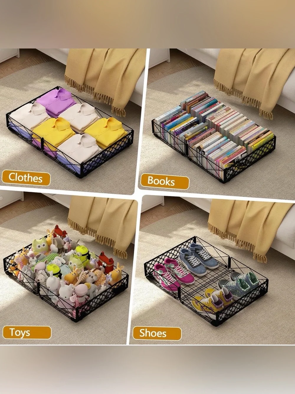 Black Decorative Metal Drawer Organizer Tray for Home Storage